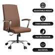 LeisureMod Evander Office Chair in Faux Leather with Silver Frame Dark Brown