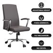 LeisureMod Evander Office Chair in Faux Leather with Silver Frame Grey