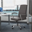 LeisureMod Evander Office Chair in Faux Leather with Silver Frame Grey
