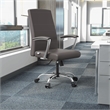 LeisureMod Evander Office Chair in Faux Leather with Silver Frame Grey
