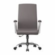 LeisureMod Evander Office Chair in Faux Leather with Silver Frame Grey