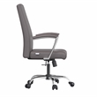 LeisureMod Evander Office Chair in Faux Leather with Silver Frame Grey