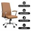 LeisureMod Evander Office Chair in Faux Leather with Silver Frame Acorn Brown