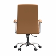 LeisureMod Evander Office Chair in Faux Leather with Silver Frame Acorn Brown