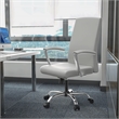 LeisureMod Evander Office Chair in Faux Leather with Silver Frame White