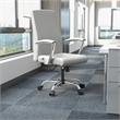 LeisureMod Evander Office Chair in Faux Leather with Silver Frame White