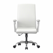 LeisureMod Evander Office Chair in Faux Leather with Silver Frame White