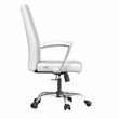 LeisureMod Evander Office Chair in Faux Leather with Silver Frame White