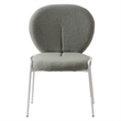 LeisureMod Celestial Modern Boucle Dining Side Chair in White Metal Frame Green