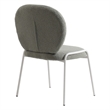 LeisureMod Celestial Modern Boucle Dining Side Chair in White Metal Frame Green