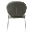 LeisureMod Celestial Modern Boucle Dining Side Chair in White Metal Frame Green