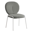 LeisureMod Celestial Modern Boucle Dining Side Chair in White Metal Frame Green