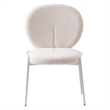 LeisureMod Celestial Modern Boucle Dining Side Chair in White Metal Frame White