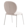 LeisureMod Celestial Modern Boucle Dining Side Chair in White Metal Frame White