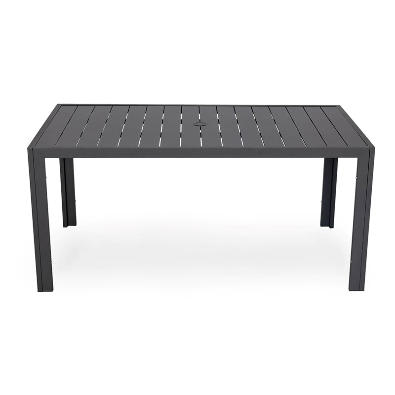 LeisureMod Chelsea 7-Piece Outdoor Dining Set in Black Aluminum Cherry