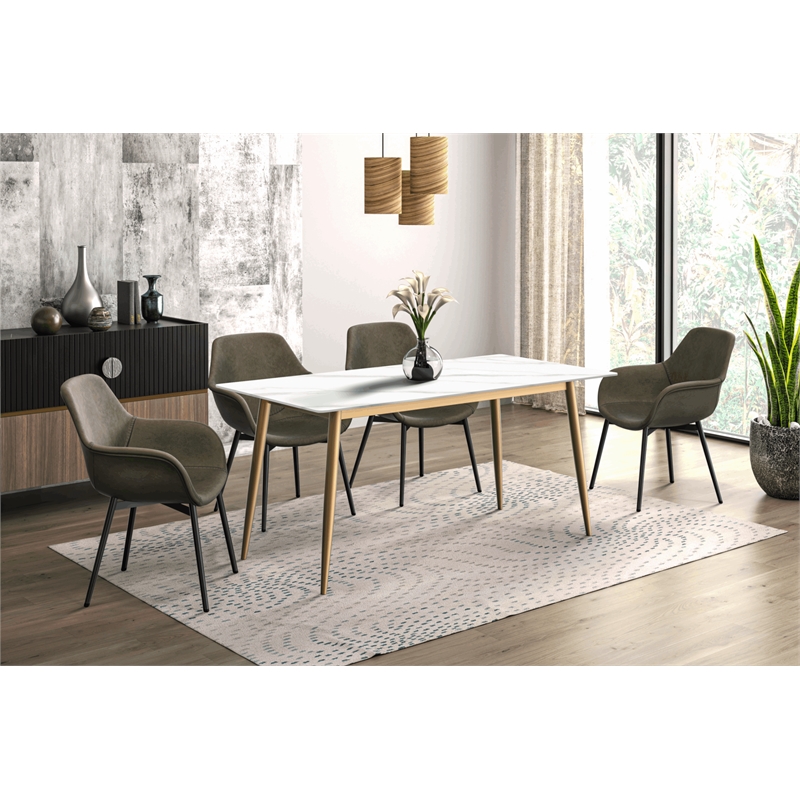 LeisureMod Zayle Dining Table with a Stone 71