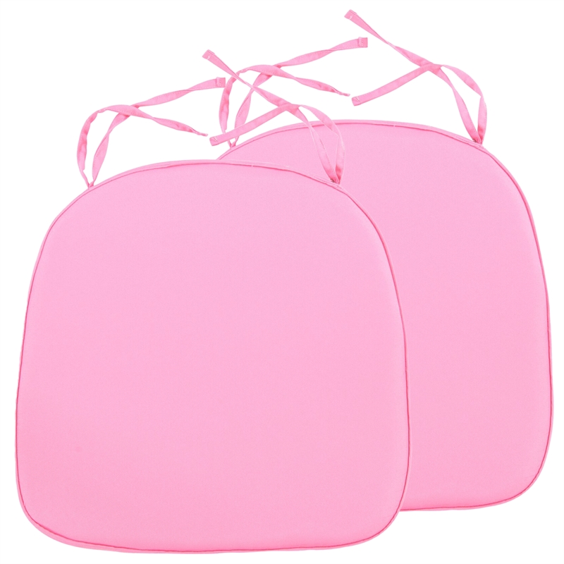LeisureMod Modern Dining Chair Fabric Cushions With Ties in Pink (Set of 2)