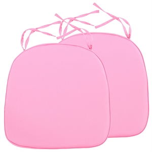 LeisureMod Modern Dining Chair Fabric Cushions With Ties in Pink (Set of 2)