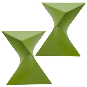 LeisureMod Randolph Modern Triangle End Table in Green Set of 2