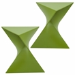 LeisureMod Randolph Modern Triangle End Table in Green Set of 2