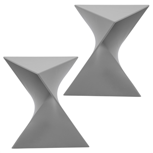 LeisureMod Randolph Modern Triangle End Table in Grey Set of 2