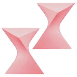 LeisureMod Randolph Modern Triangle End Table in Pink Set of 2