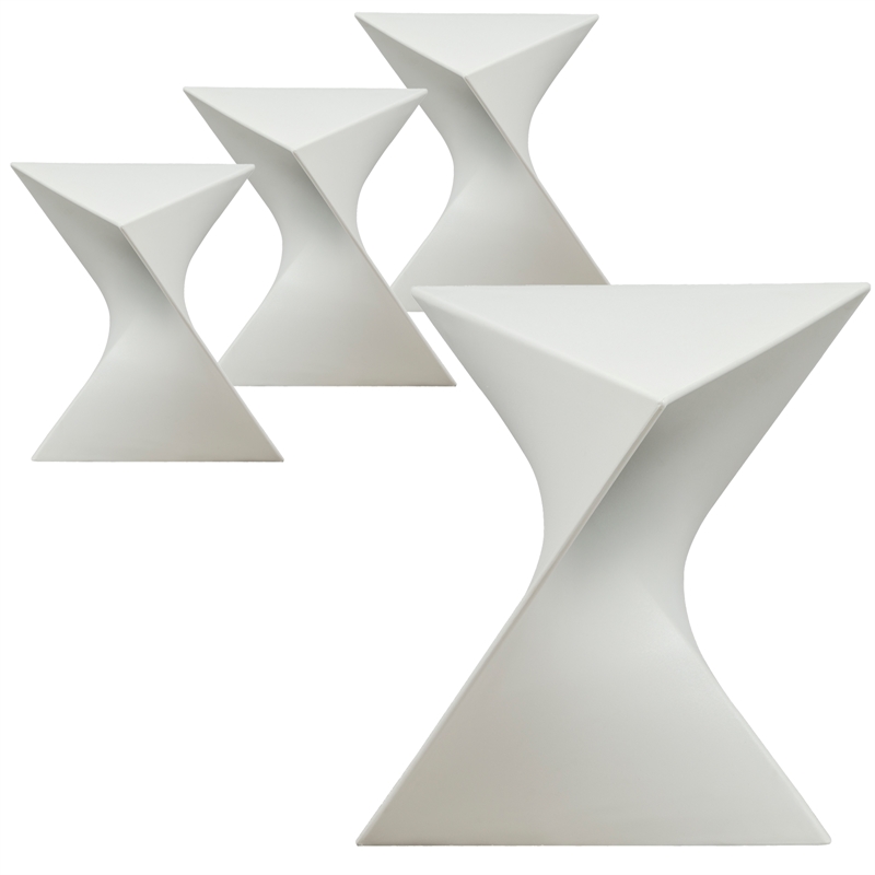 LeisureMod Randolph Modern Triangle End Table in White Set of 4
