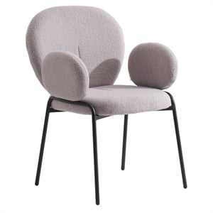 LeisureMod Celestial Fabric Dining Chairs in Black Iron Legs Gray