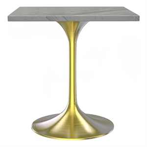LeisureMod Verve 27&quot Square Dining Table with White Resin Top and Steel Base