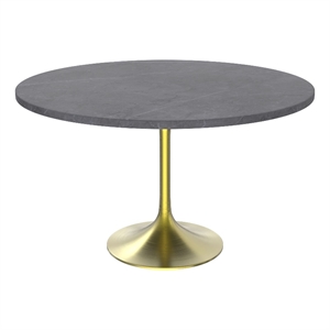 LeisureMod Verve Modern 48&quot Round Dining Table with Sintered Stone Top Gray