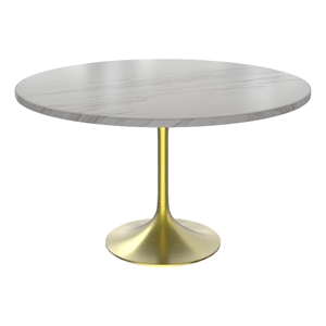LeisureMod Verve Modern 48&quot Round Dining Table with Sintered Stone Top White