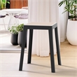 LeisureMod Tresse Stackable Square Plastic Dining Stool with Wicker Top Black