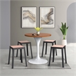 LeisureMod Tresse Stackable Square Plastic Dining Stool with Wicker Top Black