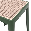LeisureMod Tresse Stackable Square Plastic Dining Stool with Wicker Top Green