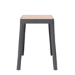 LeisureMod Tresse Stackable Square Plastic Dining Stool with Wicker Top Gray
