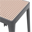LeisureMod Tresse Stackable Square Plastic Dining Stool with Wicker Top Gray
