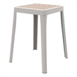 LeisureMod Tresse Stackable Square Plastic Dining Stool with Wicker Top White
