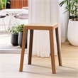LeisureMod Tresse Stackable Square Plastic Dining Stool with Wicker Top Yellow