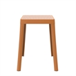 LeisureMod Tresse Stackable Square Plastic Dining Stool with Wicker Top Yellow
