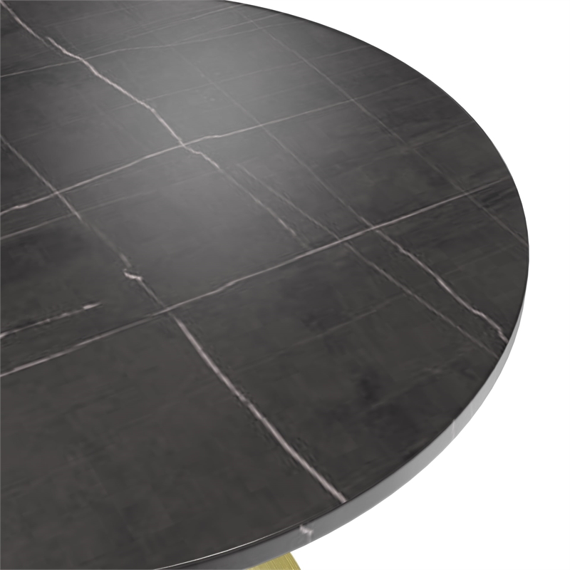 leisuremod verve modern 36&quot round dining table with sintered stone top black