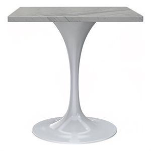 LeisureMod Verve 27&quot Square Dining Table with White Resin Tabletop