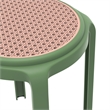 LeisureMod Tresse Stackable Round Plastic Dining Stool with Wicker Top Green