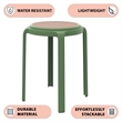 LeisureMod Tresse Stackable Round Plastic Dining Stool with Wicker Top Green