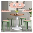 LeisureMod Tresse Stackable Round Plastic Dining Stool with Wicker Top Green