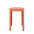 LeisureMod Tresse Stackable Round Plastic Dining Stool with Wicker Top Gray