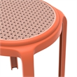 LeisureMod Tresse Stackable Round Plastic Dining Stool with Wicker Top Gray