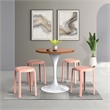 LeisureMod Tresse Stackable Round Plastic Dining Stool with Wicker Top Orange