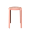 LeisureMod Tresse Stackable Round Plastic Dining Stool with Wicker Top Orange
