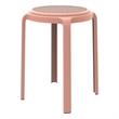 LeisureMod Tresse Stackable Round Plastic Dining Stool with Wicker Top Orange