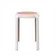 LeisureMod Tresse Stackable Round Plastic Dining Stool with Wicker Top Red